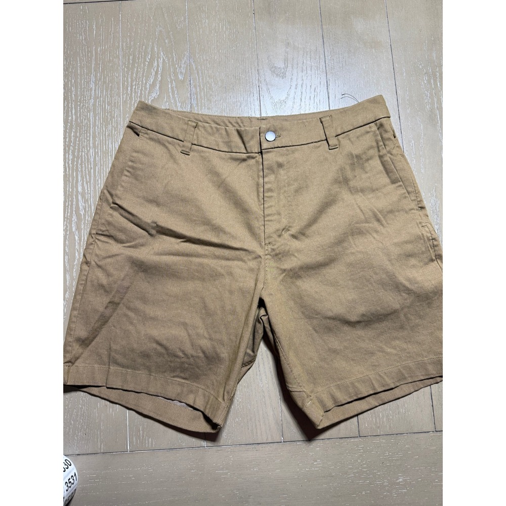 Lululemon Commission Shorts Mens 33 Tan Khaki Classic Fit Tech Cotton Blend